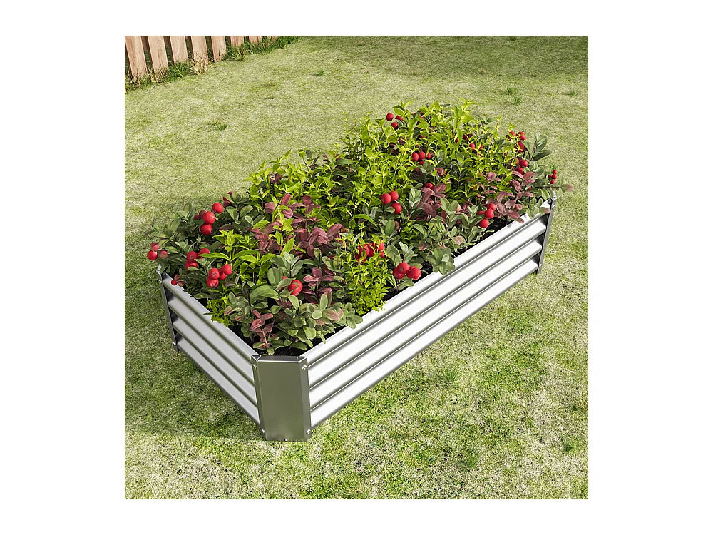 Plate bande surélevée métal plates bandes en tôle acier robuste conception stable protection antirouille longue durée kit sans fond argent 4x2x1ft