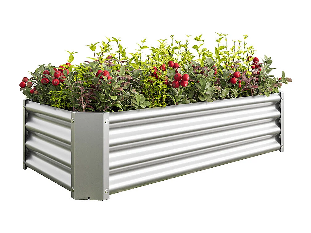 Plate bande surélevée métal plates bandes en tôle acier robuste conception stable protection antirouille longue durée kit sans fond argent 4x2x1ft