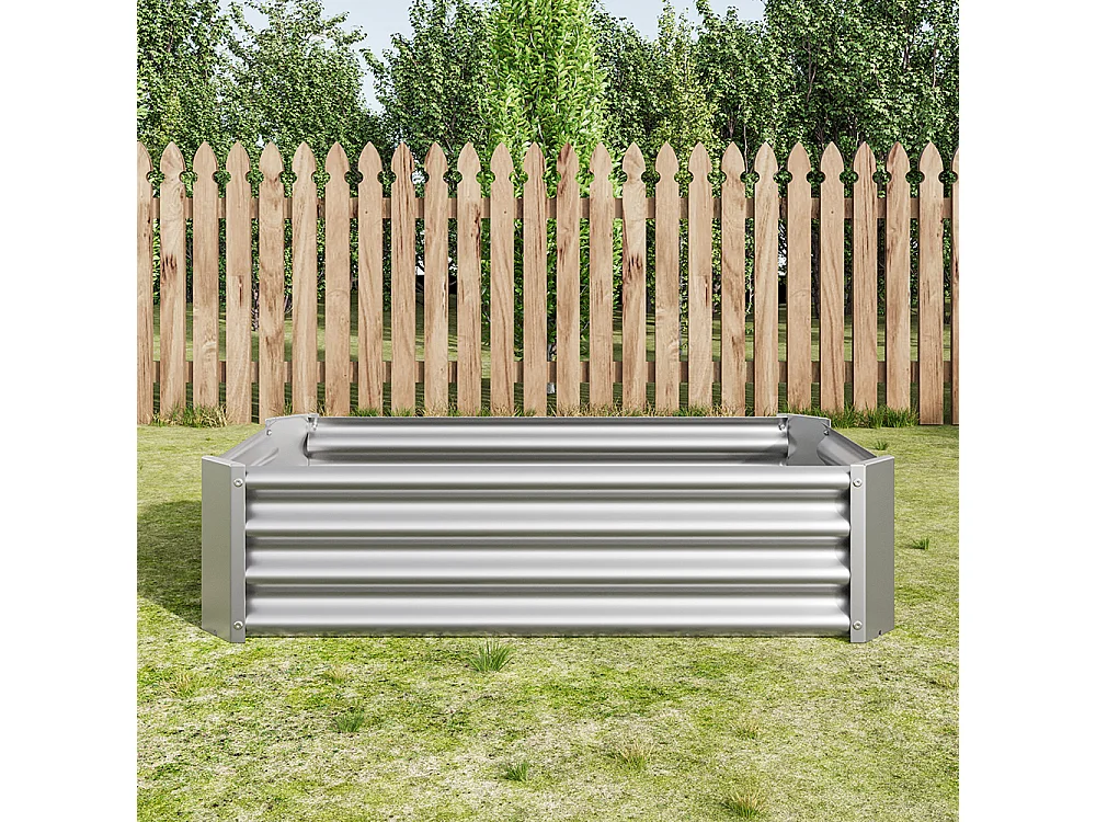 Plate bande surélevée métal plates bandes en tôle acier robuste conception stable protection antirouille longue durée kit sans fond argent 4x2x1ft