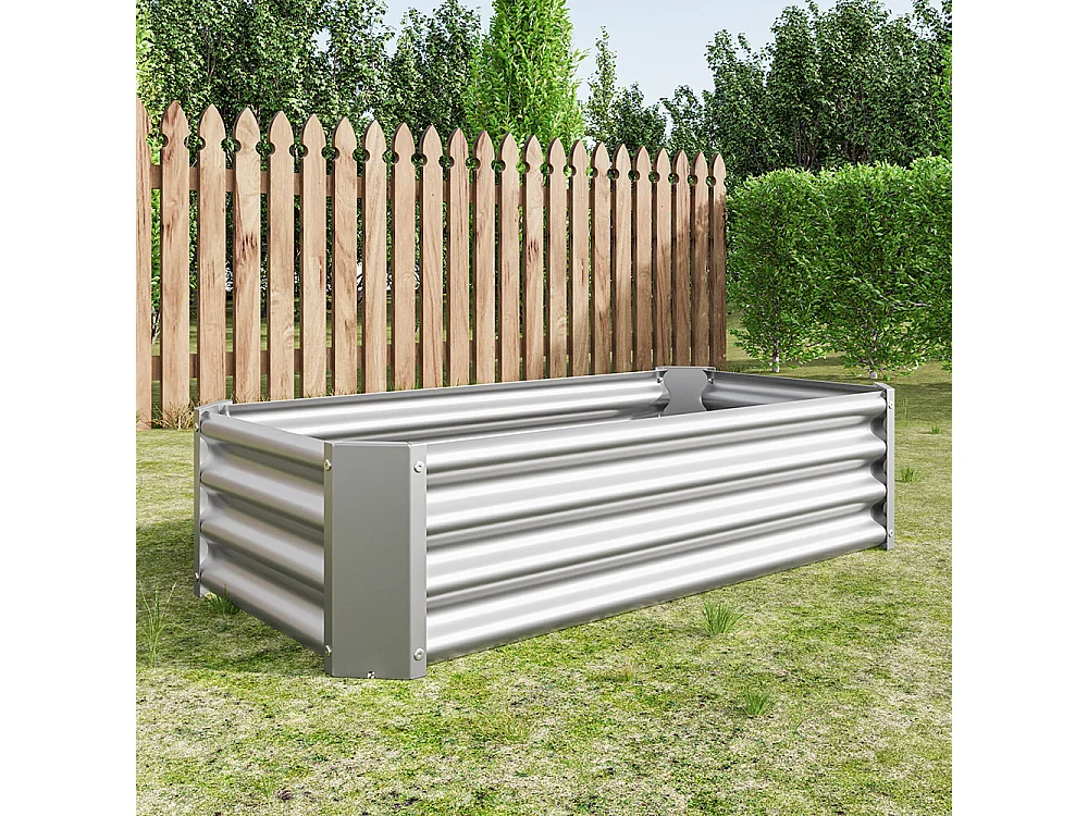 Plate bande surélevée métal plates bandes en tôle acier robuste conception stable protection antirouille longue durée kit sans fond argent 4x2x1ft