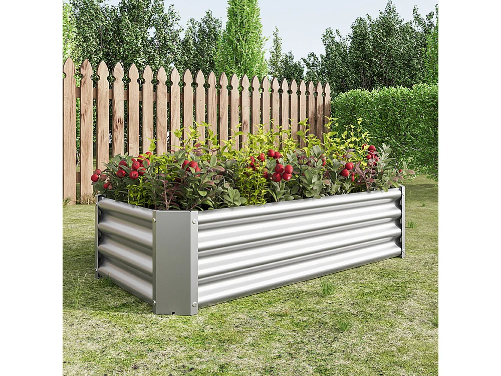 Plate bande surélevée métal plates bandes en tôle acier robuste conception stable protection antirouille longue durée kit sans fond argent 4x2x1ft