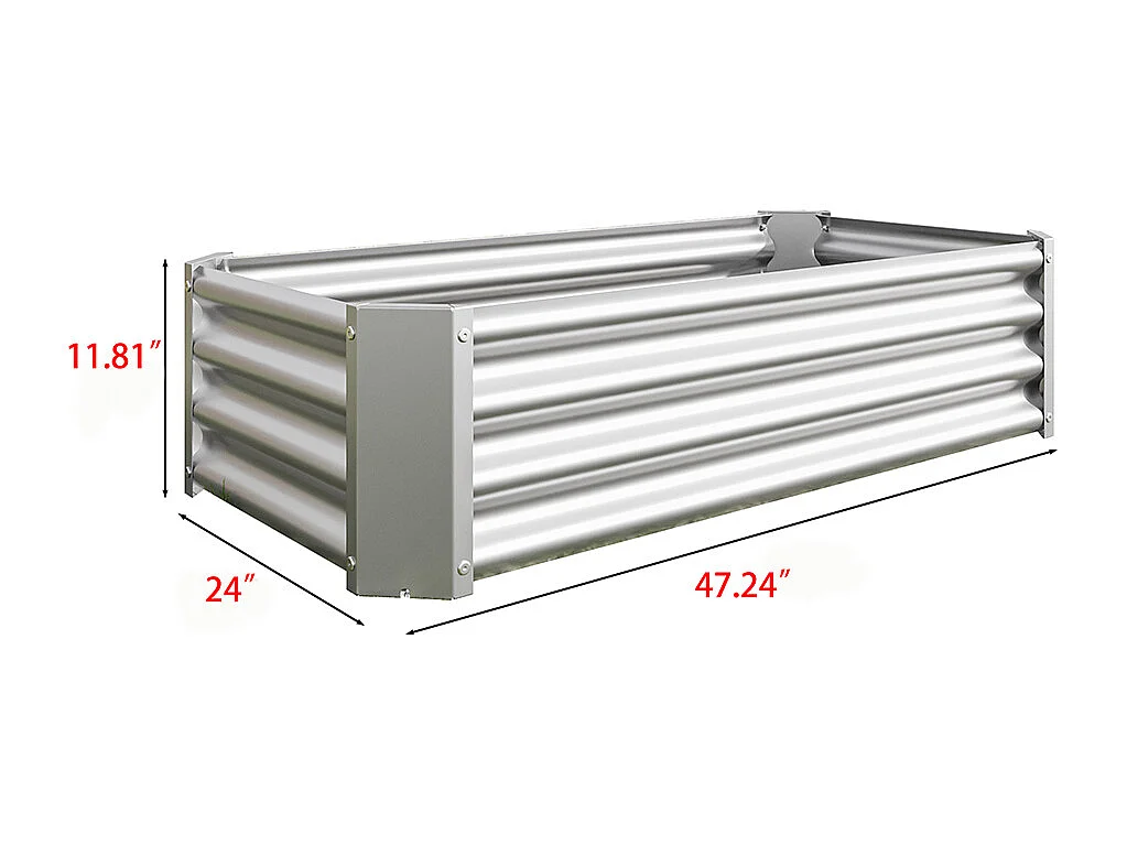 Plate bande surélevée métal plates bandes en tôle acier robuste conception stable protection antirouille longue durée kit sans fond argent 4x2x1ft