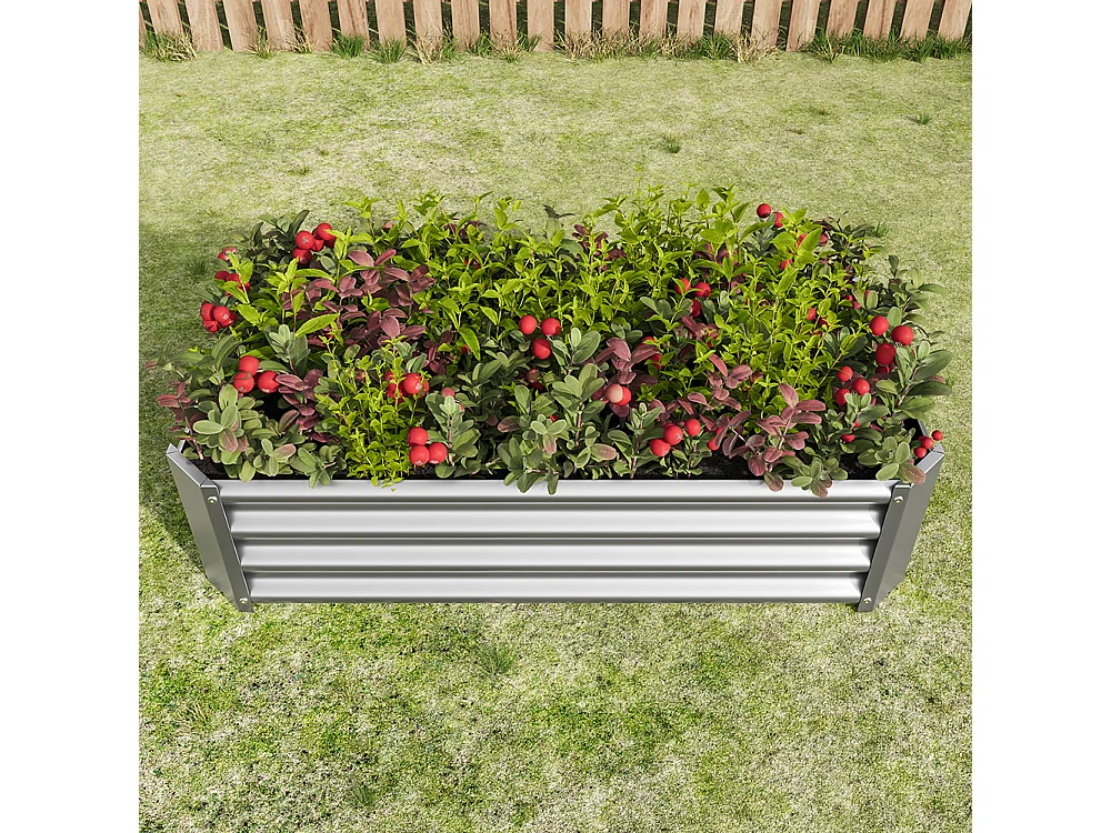 Plate bande surélevée métal plates bandes en tôle acier robuste conception stable protection antirouille longue durée kit sans fond argent 4x2x1ft