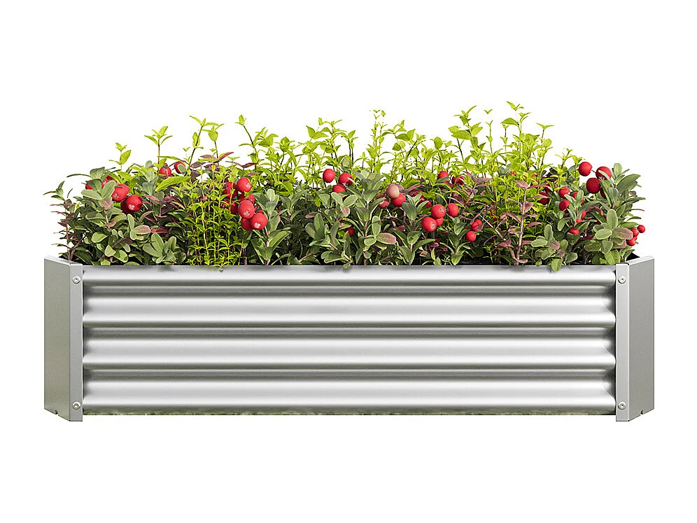 Plate bande surélevée métal plates bandes en tôle acier robuste conception stable protection antirouille longue durée kit sans fond argent 4x2x1ft