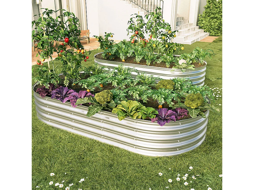 Jardinière surélevée métal kit jardinières galvanisées extérieur légumes fleurs herbes résistante antirouille montage facile 1 pièce 6x3x1ft