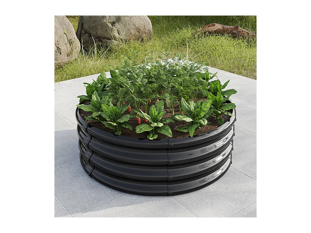 Plate bande surélevée galvanisée jardinières extérieures plates bandes rondes jardinage légumes fruits fleurs noir 1.5ft×1.5ft