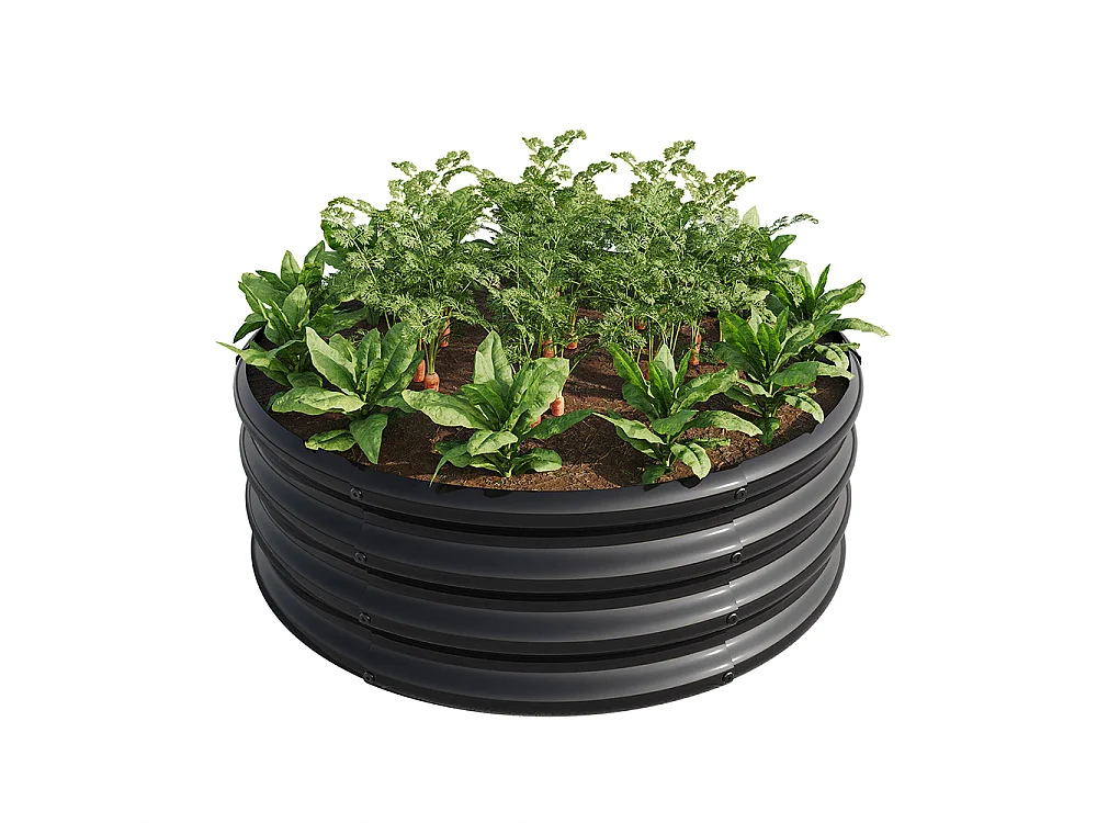 Plate bande surélevée galvanisée jardinières extérieures plates bandes rondes jardinage légumes fruits fleurs noir 1.5ft×1.5ft