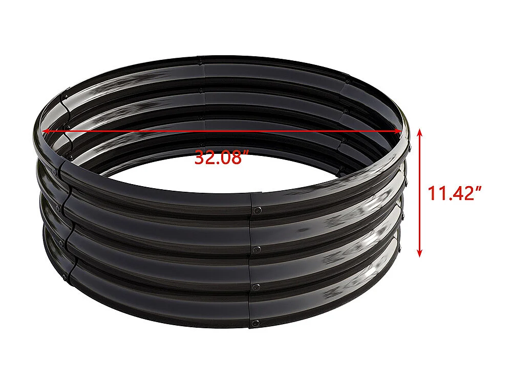 Plate bande surélevée galvanisée jardinières extérieures plates bandes rondes jardinage légumes fruits fleurs noir 1.5ft×1.5ft