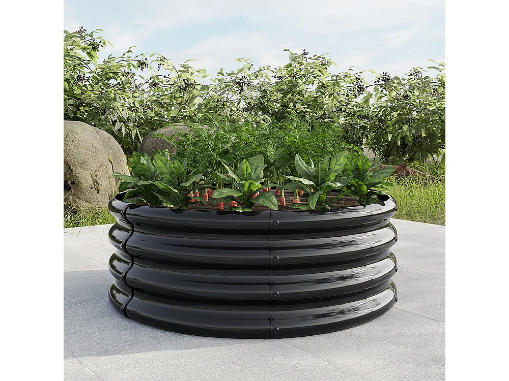 Plate bande surélevée galvanisée jardinières extérieures plates bandes rondes jardinage légumes fruits fleurs noir 1.5ft×1.5ft