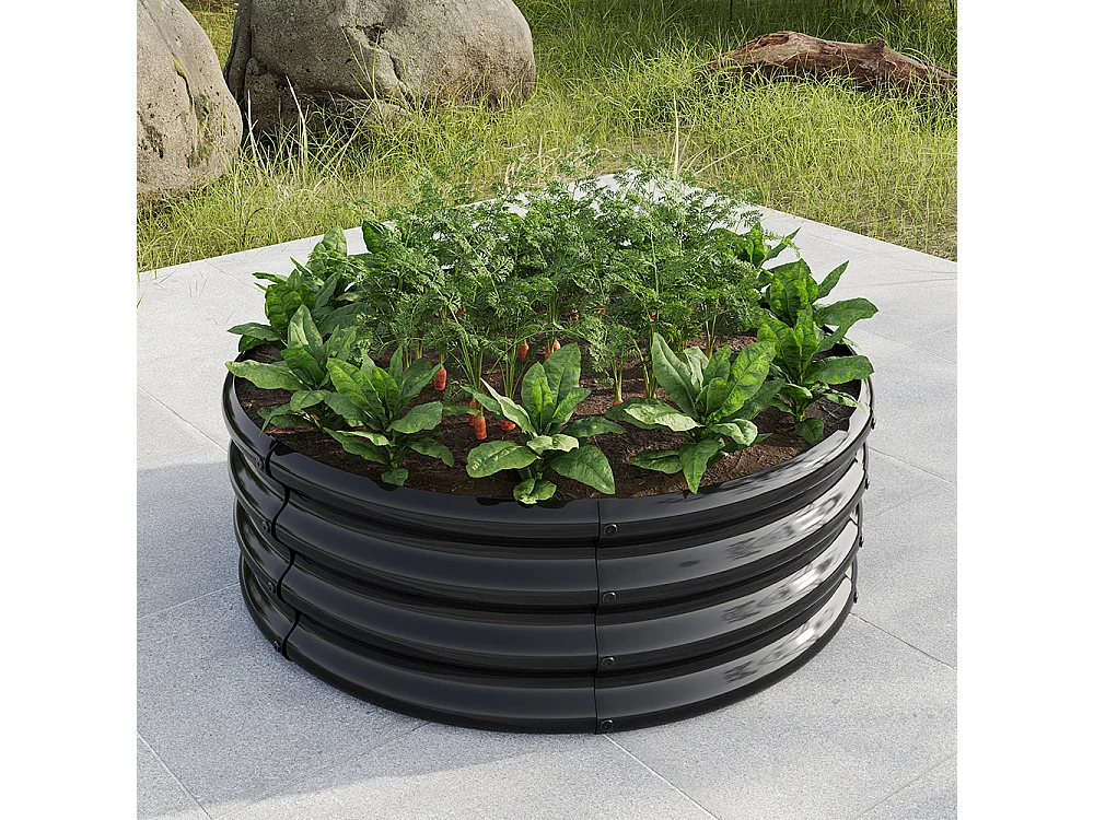 Plate bande surélevée galvanisée jardinières extérieures plates bandes rondes jardinage légumes fruits fleurs noir 1.5ft×1.5ft