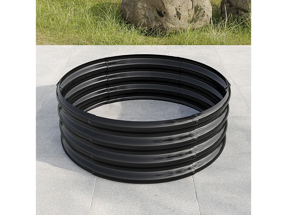 Plate bande surélevée galvanisée jardinières extérieures plates bandes rondes jardinage légumes fruits fleurs noir 1.5ft×1.5ft