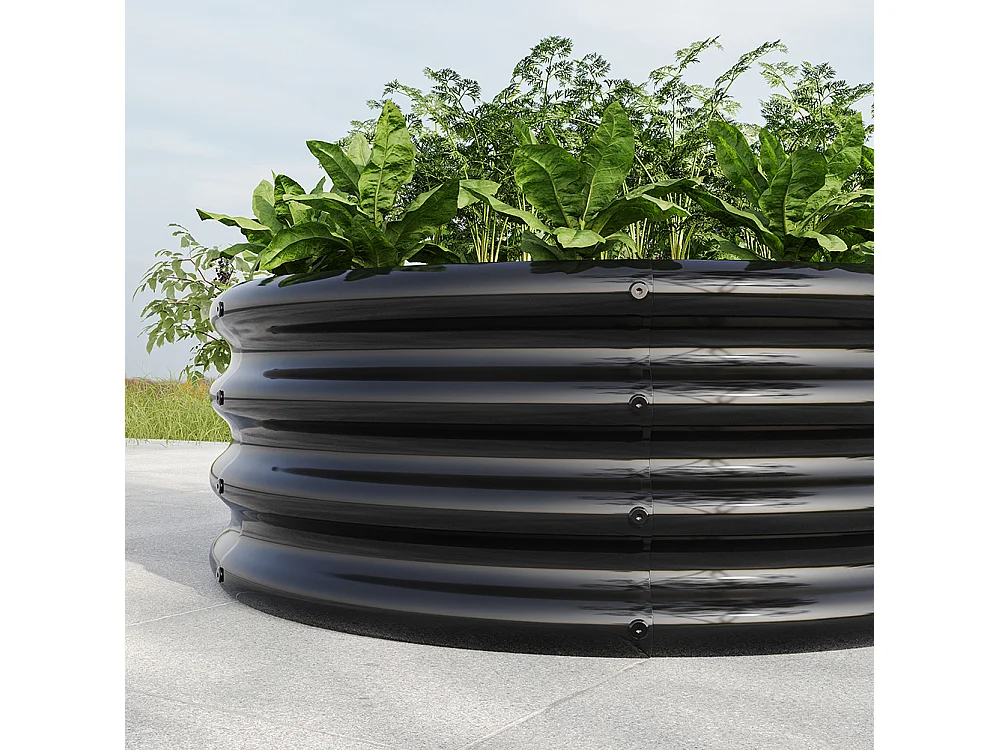 Plate bande surélevée galvanisée jardinières extérieures plates bandes rondes jardinage légumes fruits fleurs noir 1.5ft×1.5ft