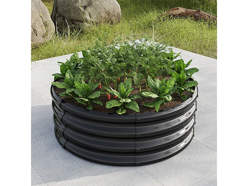 Plate bande surélevée galvanisée jardinières extérieures plates bandes rondes jardinage légumes fruits fleurs noir 1.5ft×1.5ft