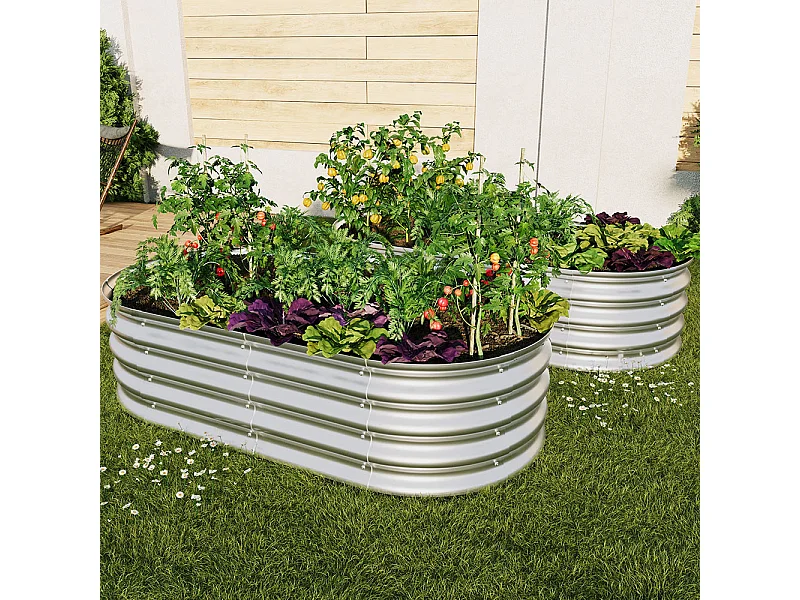 Jardinière surélevée métal kit jardinières galvanisées extérieur légumes fleurs herbes résistante antirouille montage facile 2 pièces 4x2x1ft
