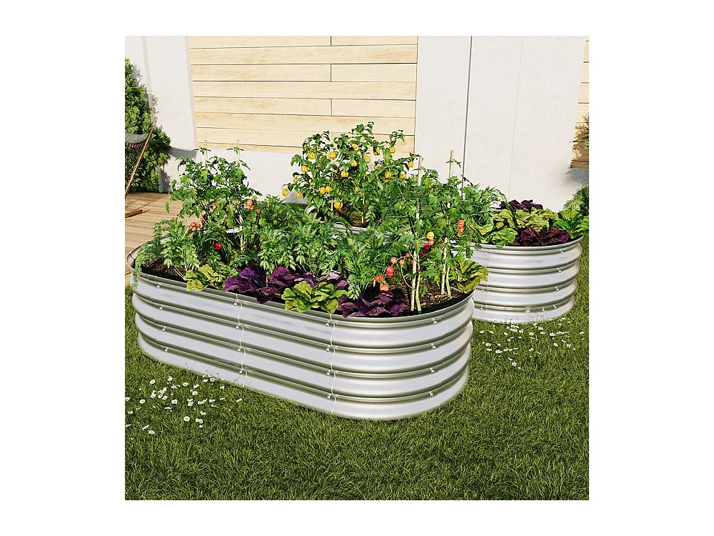 Jardinière surélevée métal kit jardinières galvanisées extérieur légumes fleurs herbes résistante antirouille montage facile 2 pièces 4x2x1ft