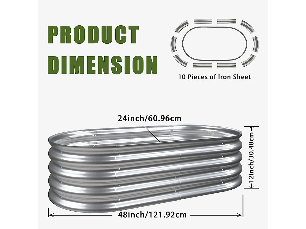Jardinière surélevée métal kit jardinières galvanisées extérieur légumes fleurs herbes résistante antirouille montage facile 2 pièces 4x2x1ft