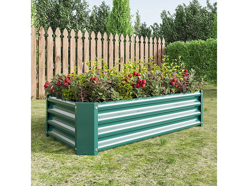 Plate bande surélevée métal plates bandes en tôle acier robuste conception stable protection antirouille longue durée kit sans fond vert 4x2x1ft