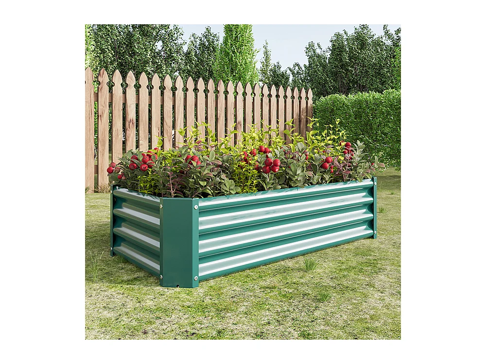 Plate bande surélevée métal plates bandes en tôle acier robuste conception stable protection antirouille longue durée kit sans fond vert 4x2x1ft