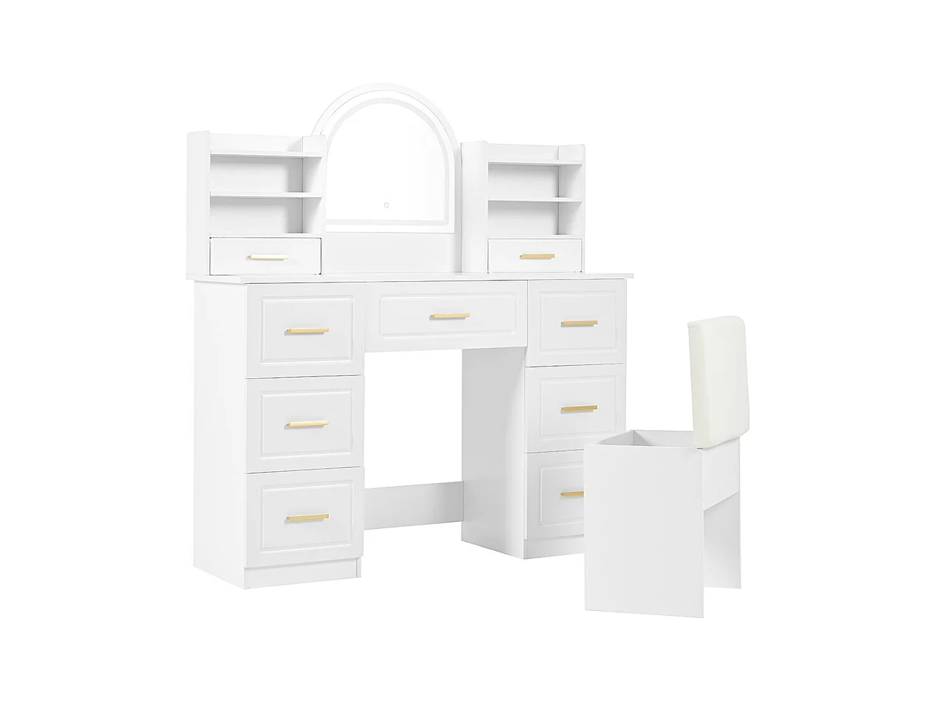 Coiffeuse blanc 9 tiroirs éclairage LED salon chambre