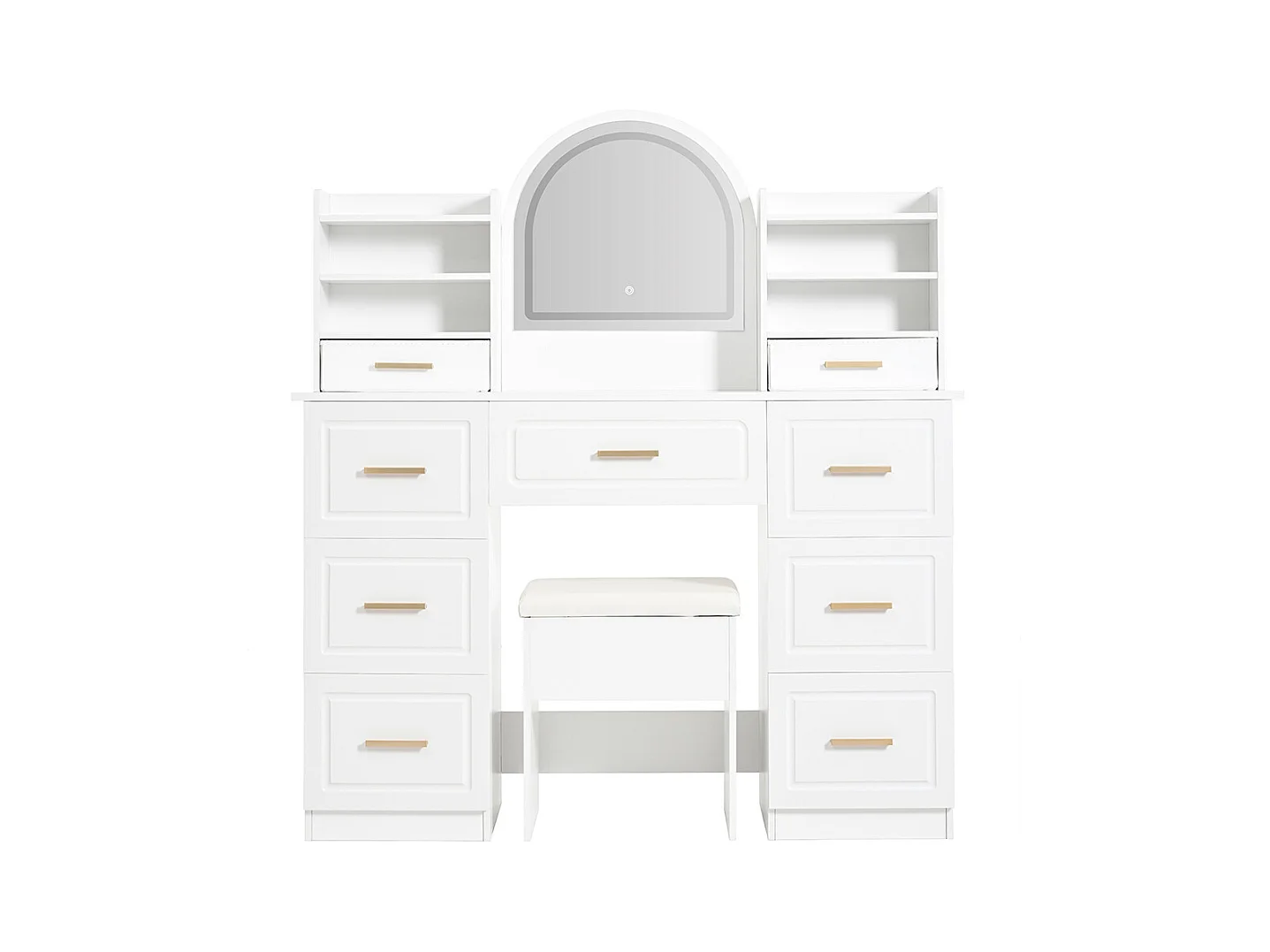 Coiffeuse blanc 9 tiroirs éclairage LED salon chambre