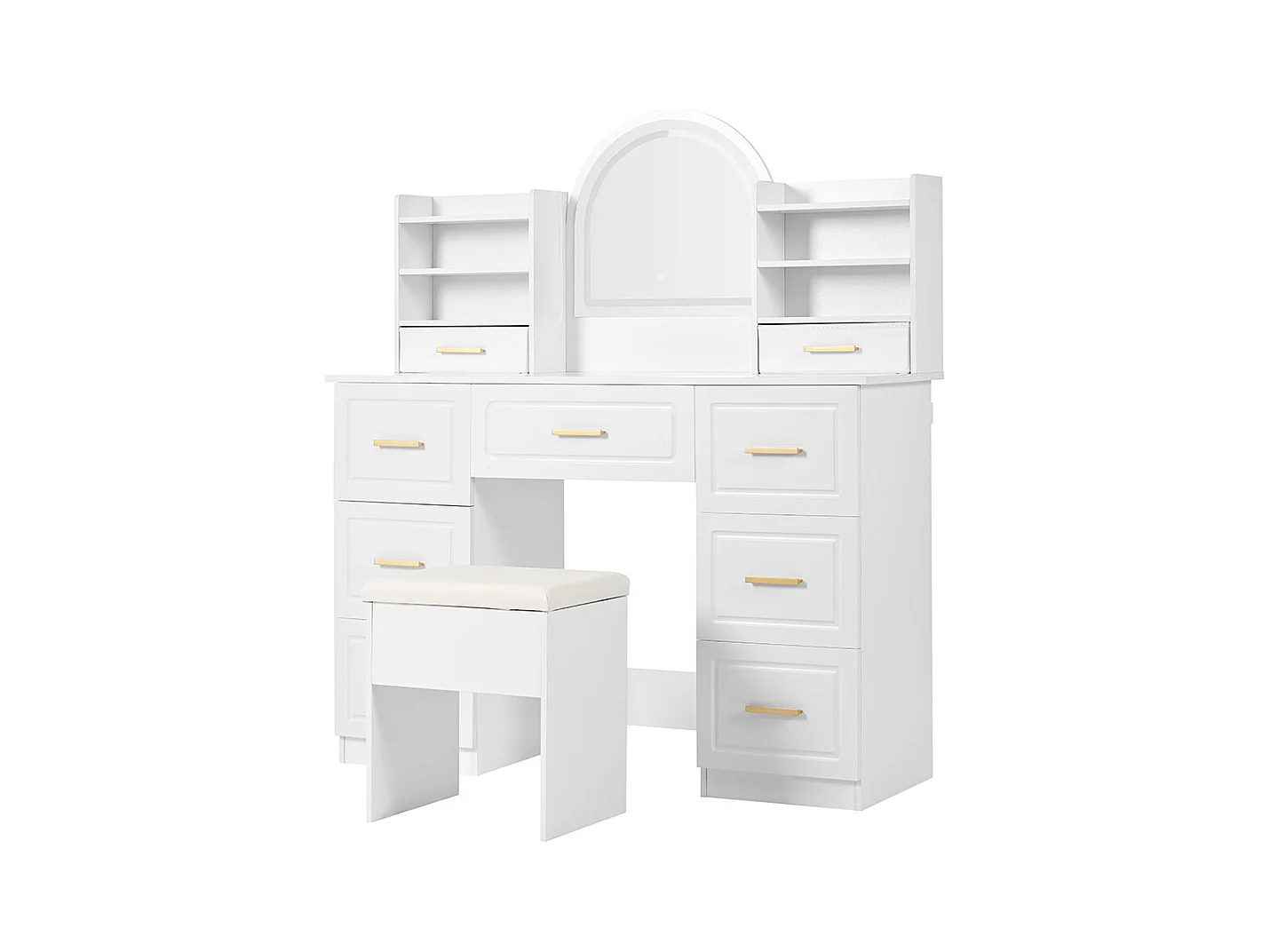 Coiffeuse blanc 9 tiroirs éclairage LED salon chambre