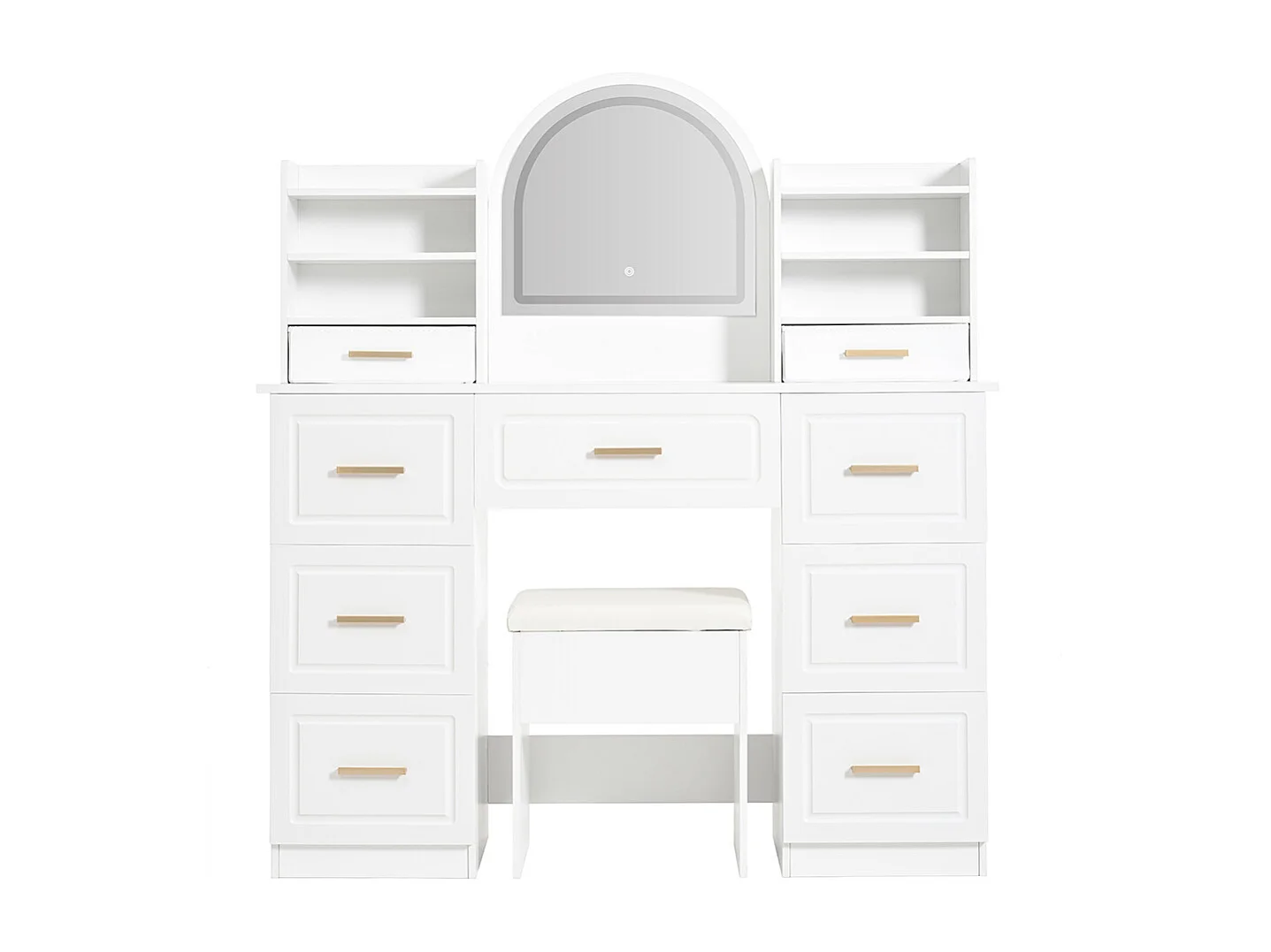 Coiffeuse blanc 9 tiroirs éclairage LED salon chambre