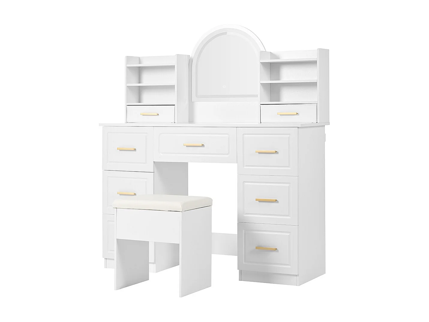 Coiffeuse blanc 9 tiroirs éclairage LED salon chambre