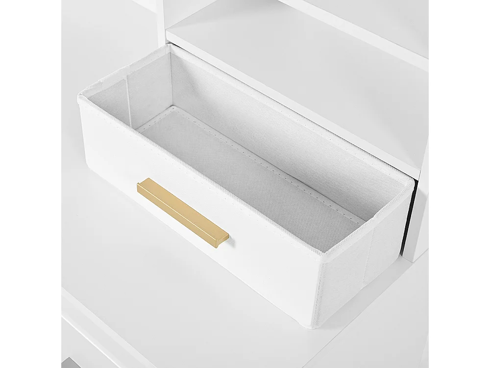 Coiffeuse blanc 9 tiroirs éclairage LED salon chambre