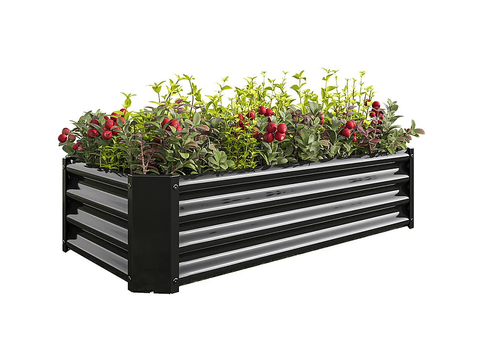 Plate bande surélevée métal plates bandes en tôle acier robuste conception stable protection antirouille longue durée kit sans fond noir 4x2x1ft