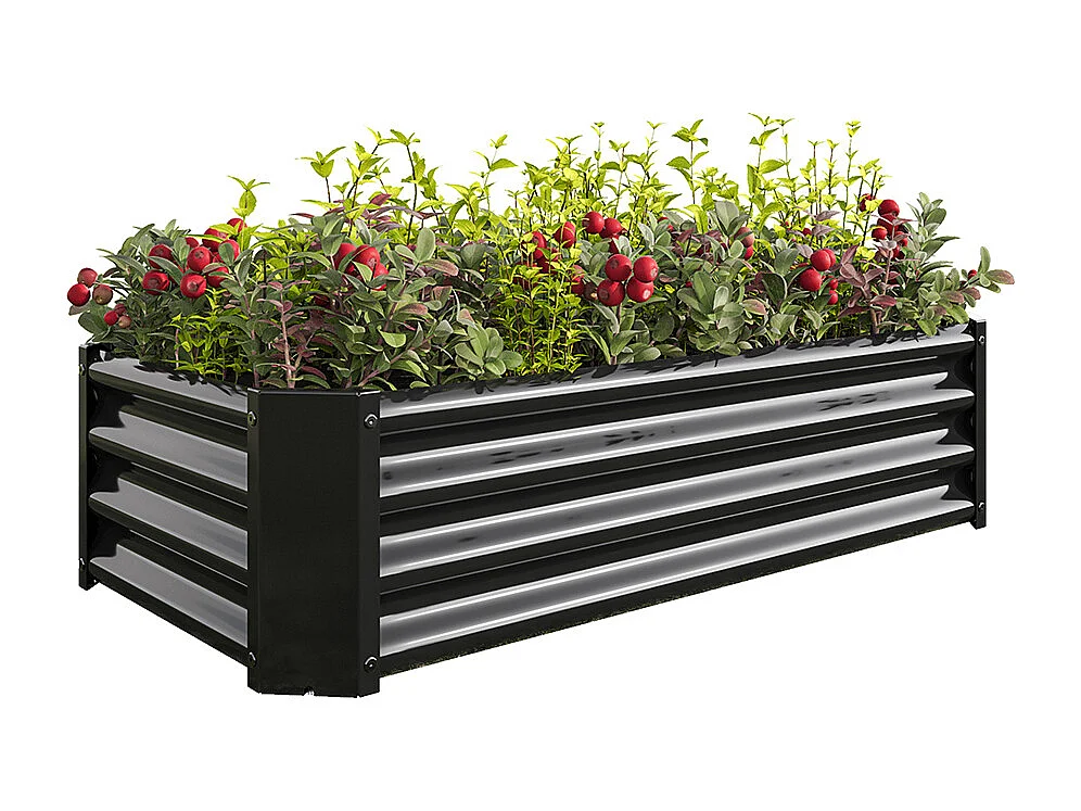 Plate bande surélevée métal plates bandes en tôle acier robuste conception stable protection antirouille longue durée kit sans fond noir 4x2x1ft