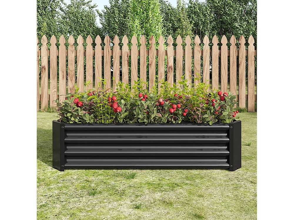 Plate bande surélevée métal plates bandes en tôle acier robuste conception stable protection antirouille longue durée kit sans fond noir 4x2x1ft