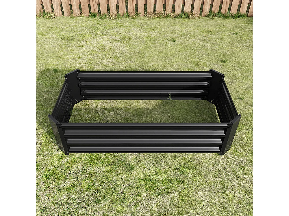 Plate bande surélevée métal plates bandes en tôle acier robuste conception stable protection antirouille longue durée kit sans fond noir 4x2x1ft