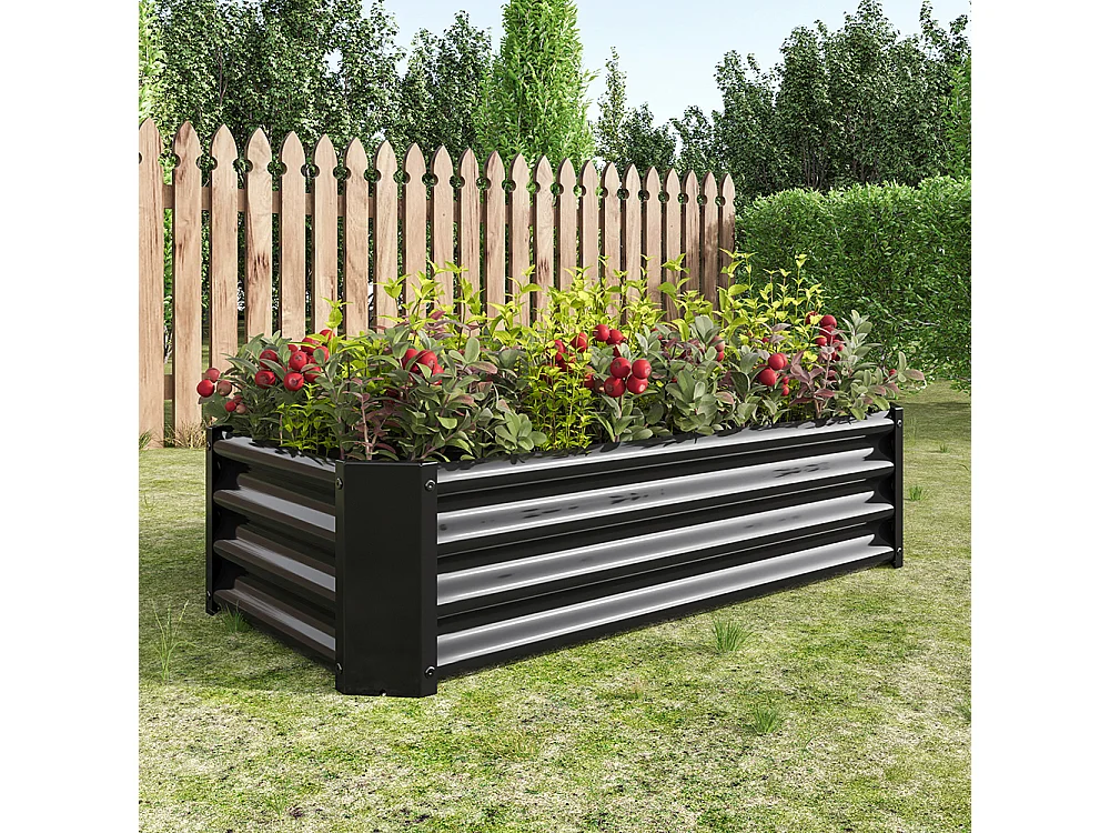 Plate bande surélevée métal plates bandes en tôle acier robuste conception stable protection antirouille longue durée kit sans fond noir 4x2x1ft