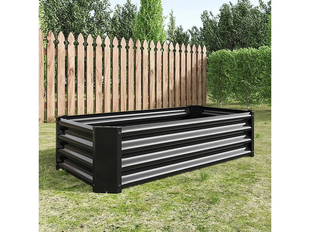 Plate bande surélevée métal plates bandes en tôle acier robuste conception stable protection antirouille longue durée kit sans fond noir 4x2x1ft