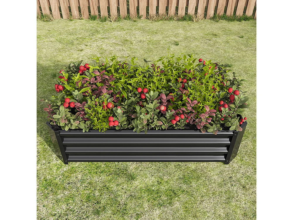 Plate bande surélevée métal plates bandes en tôle acier robuste conception stable protection antirouille longue durée kit sans fond noir 4x2x1ft