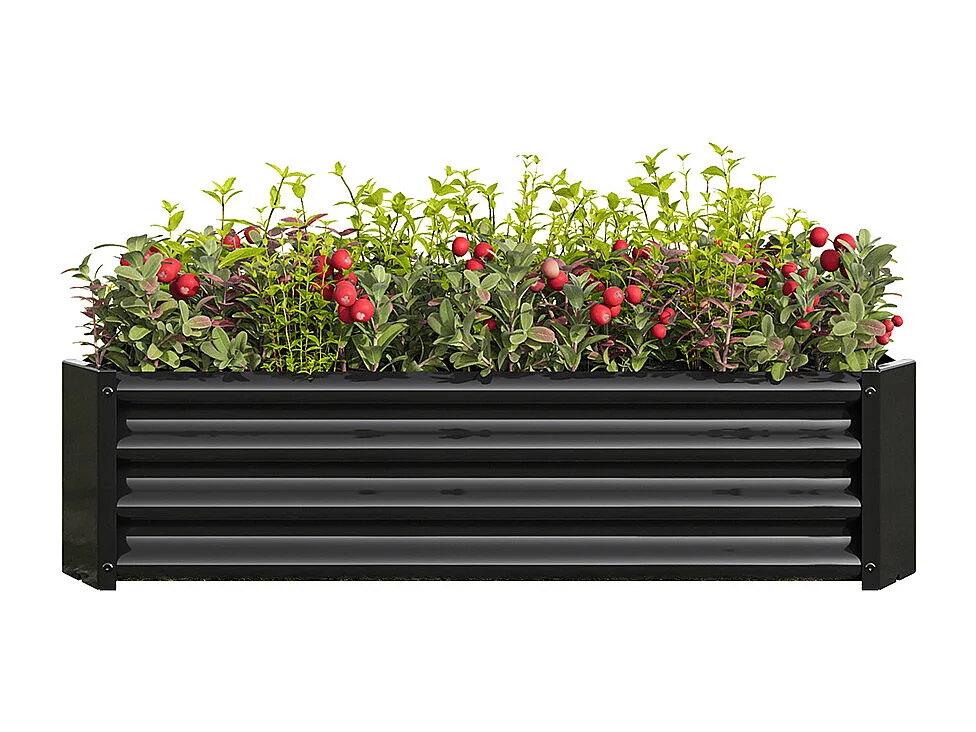 Plate bande surélevée métal plates bandes en tôle acier robuste conception stable protection antirouille longue durée kit sans fond noir 4x2x1ft