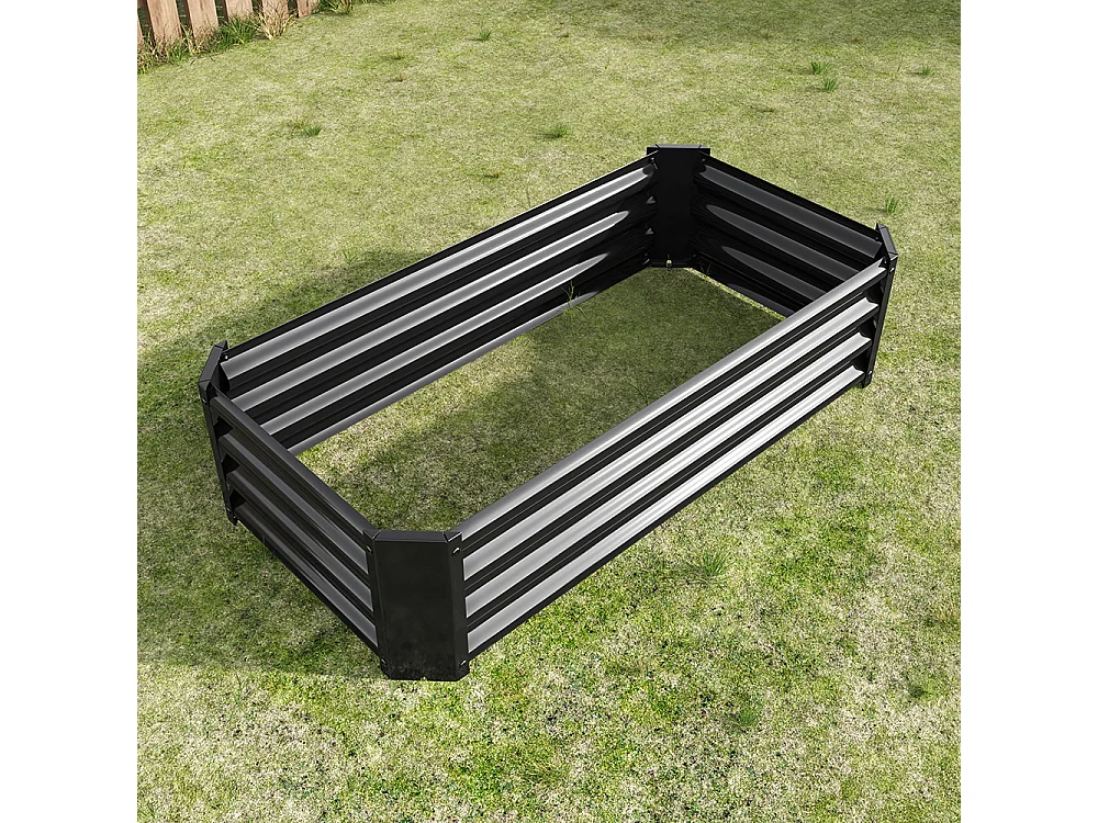 Plate bande surélevée métal plates bandes en tôle acier robuste conception stable protection antirouille longue durée kit sans fond noir 4x2x1ft