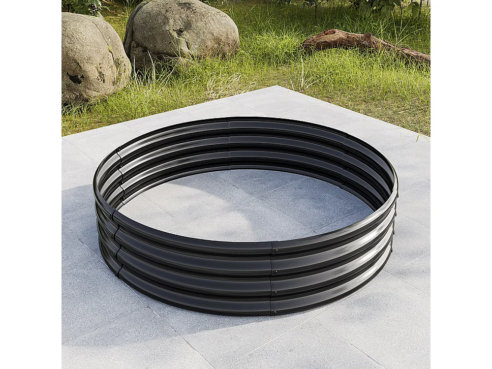 Lot de 2 plate bande surélevée galvanisée jardinières extérieures plates bandes rondes jardinage légumes fruits fleurs noir 2ft×2ft