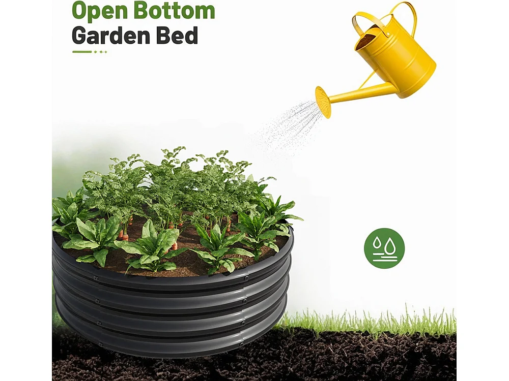 Lot de 2 plate bande surélevée galvanisée jardinières extérieures plates bandes rondes jardinage légumes fruits fleurs noir 2ft×2ft