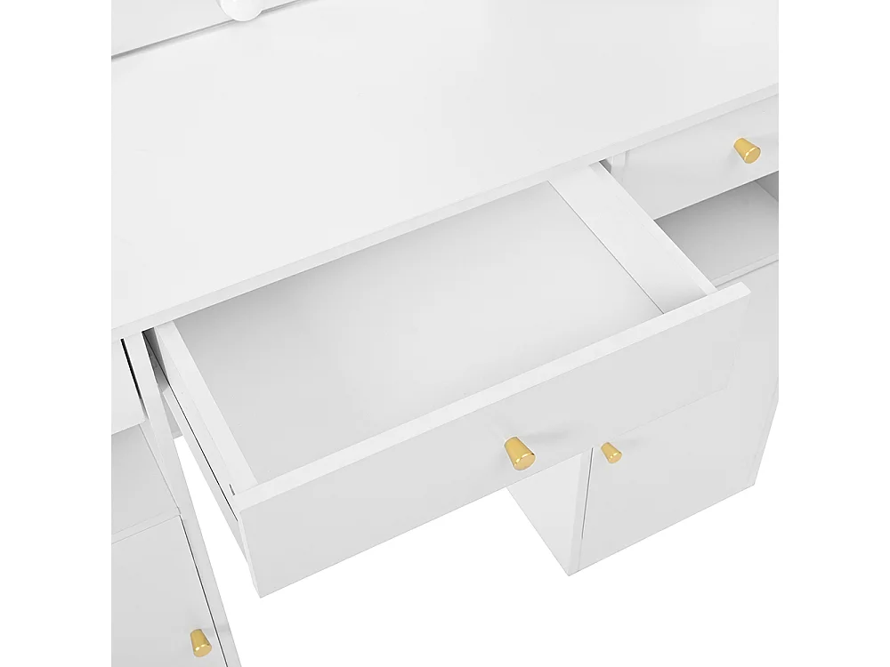 Coiffeuse blanc grande éclairage LED réglable miroir tabouret 3 tiroirs 2 portes chambre