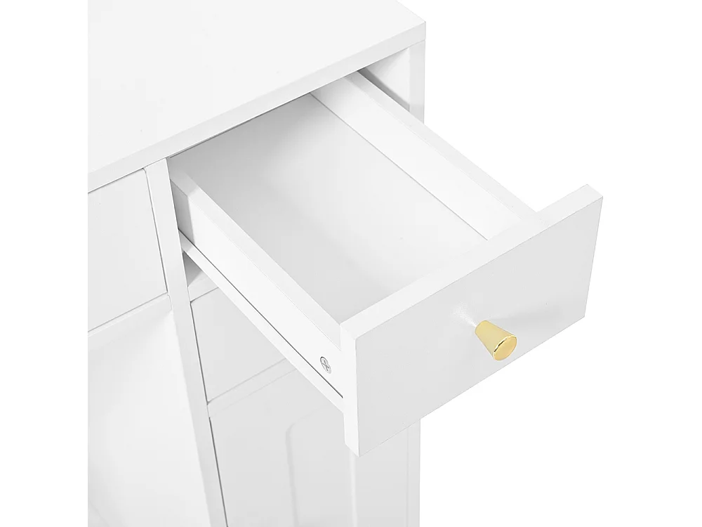 Coiffeuse blanc grande éclairage LED réglable prises électriques miroir 6 tiroirs 4 portes chambre