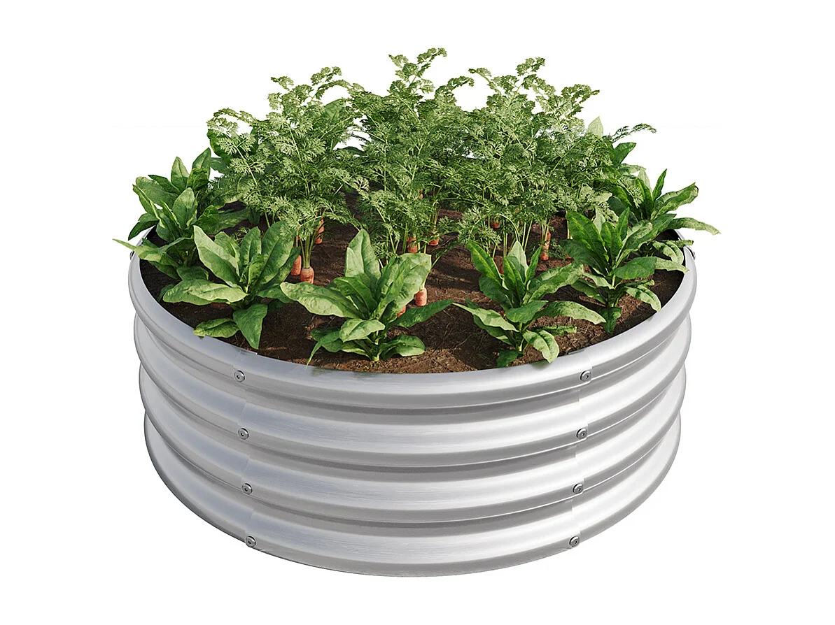 Plate bande surélevée galvanisée jardinières extérieures plates bandes rondes jardinage légumes fruits fleurs argent 1.5ft×1.5ft