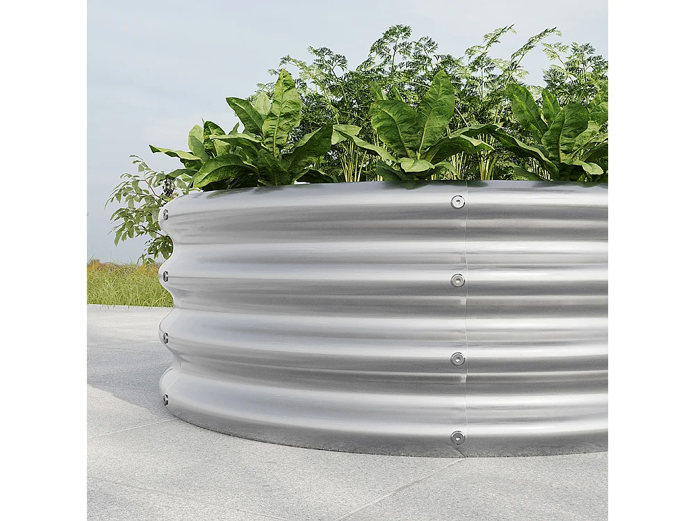 Plate bande surélevée galvanisée jardinières extérieures plates bandes rondes jardinage légumes fruits fleurs argent 1.5ft×1.5ft