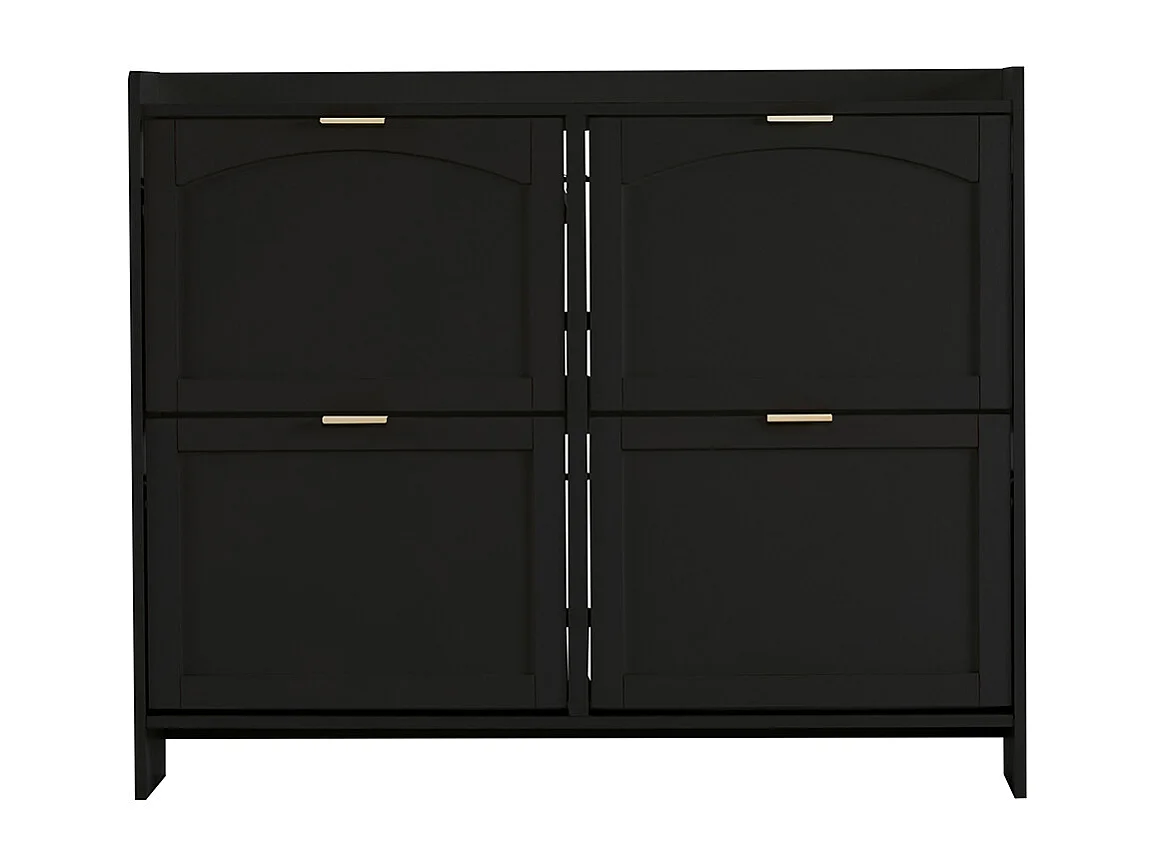 Meuble à chaussures noir 4 compartiments rabats entrée couloir