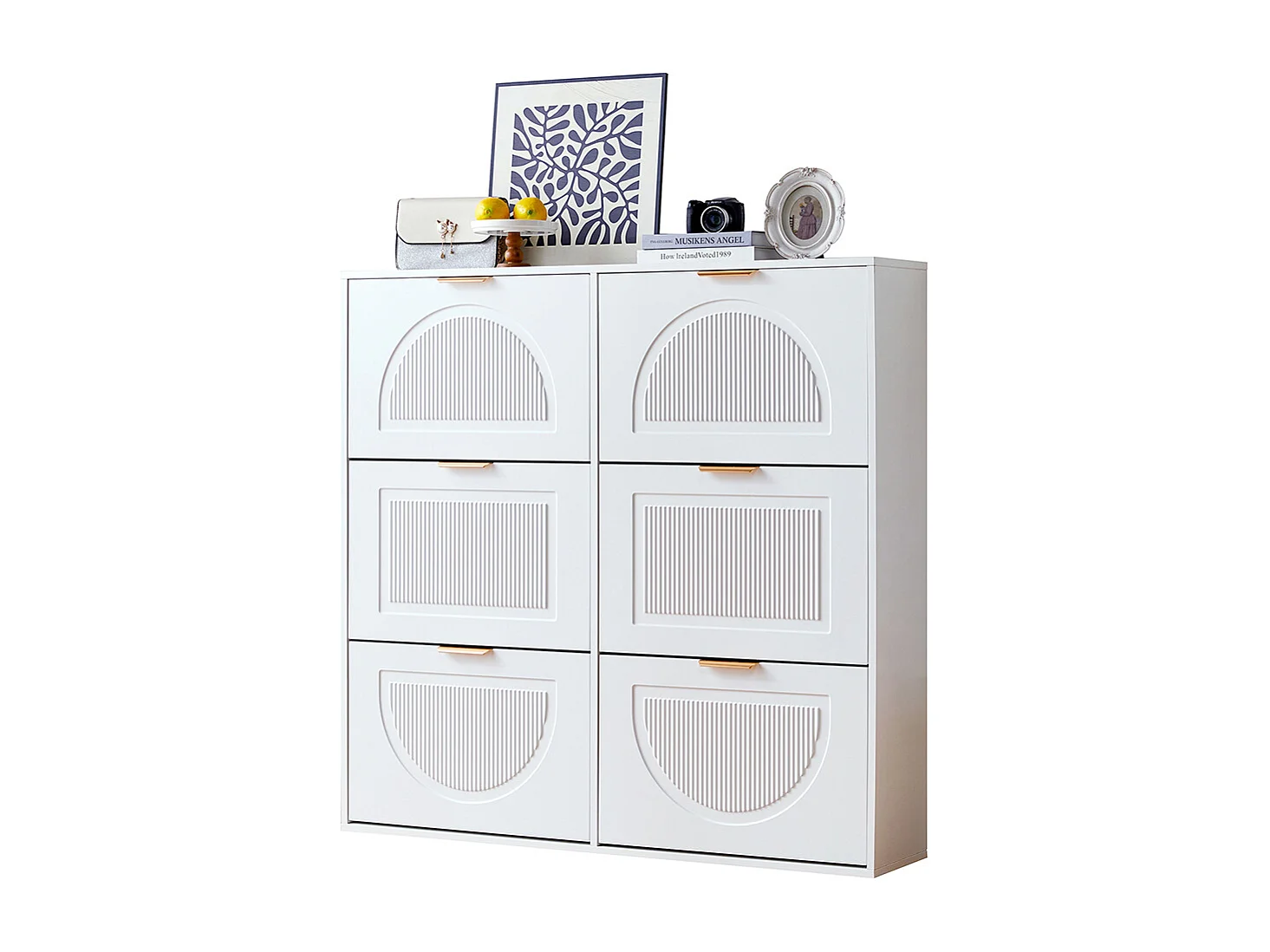 Meuble à chaussures blanc 6 compartiments rabats étagère indépendante entrée couloir