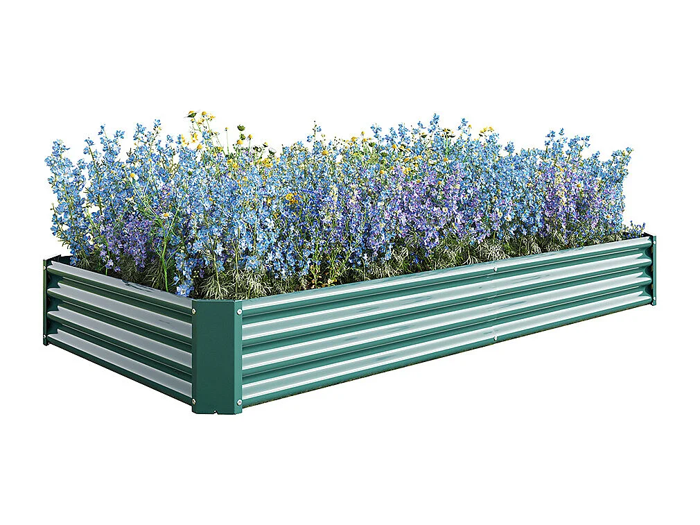 Plate bande surélevée métal plates bandes en tôle acier robuste conception stable protection antirouille longue durée kit sans fond vert 8x4x1ft