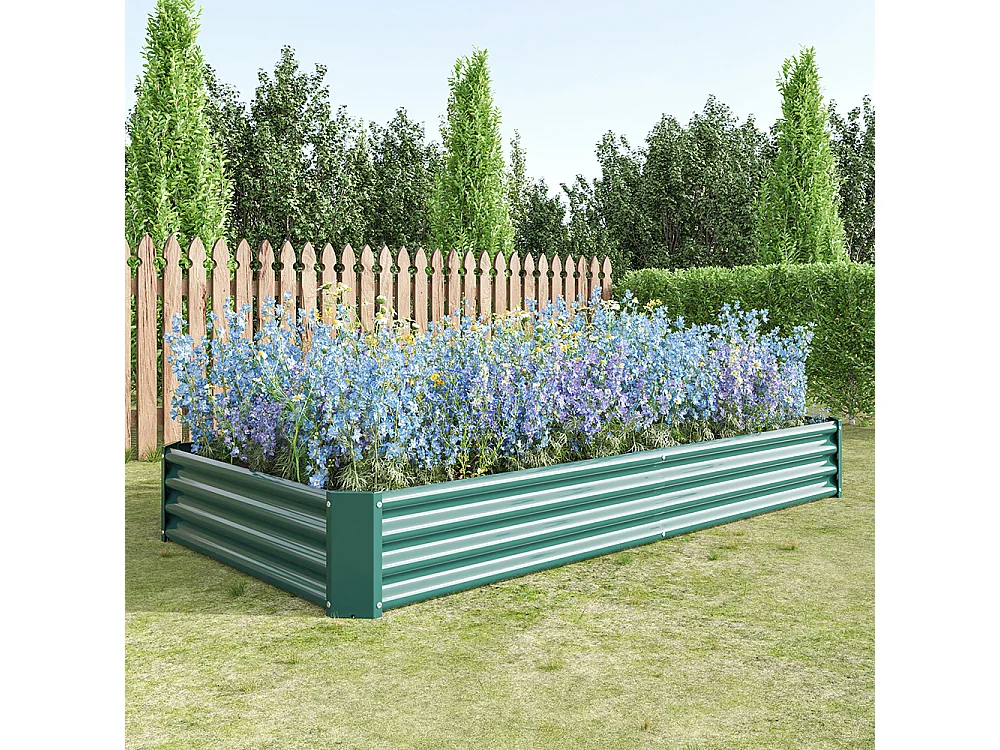 Plate bande surélevée métal plates bandes en tôle acier robuste conception stable protection antirouille longue durée kit sans fond vert 8x4x1ft