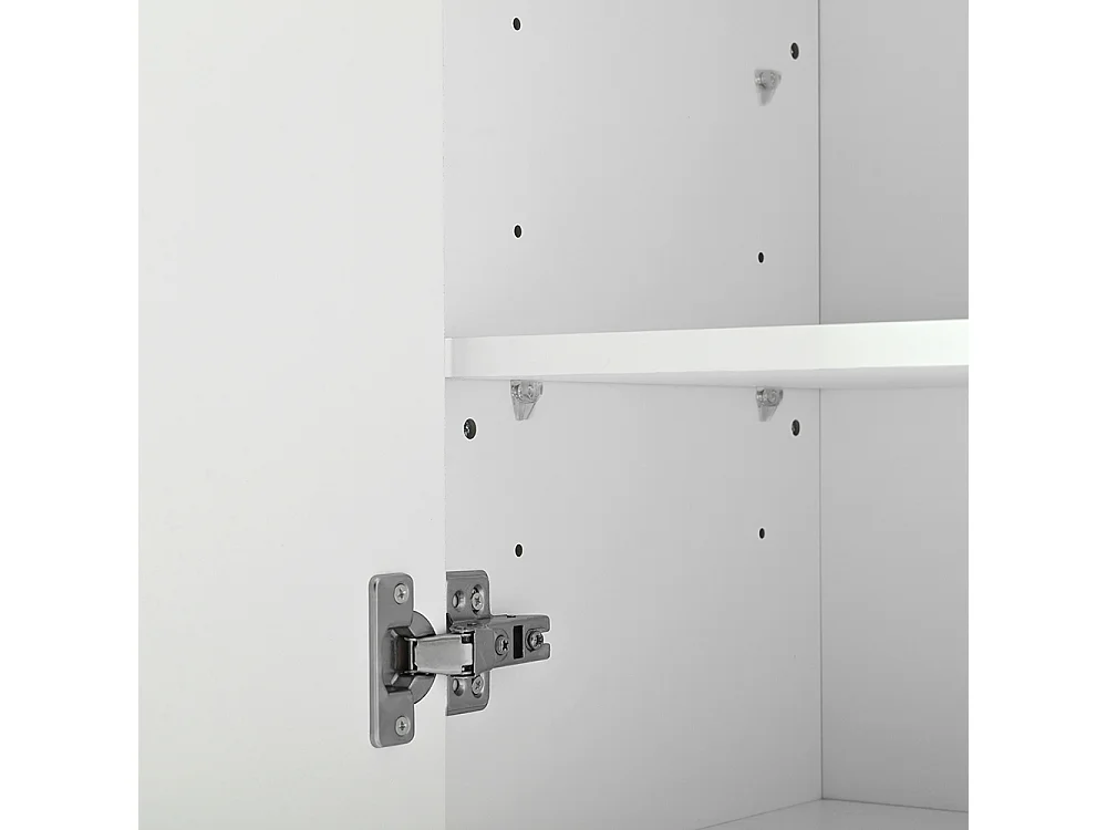 Meuble à chaussures blanc 2 en 1 portes cintrées rabattable soft close compartiments réglables banc rembourré