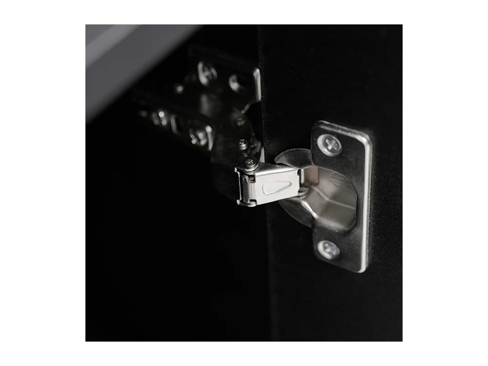 Meuble à chaussures noir 3 volets 1 tiroir 1 porte étagère étroit