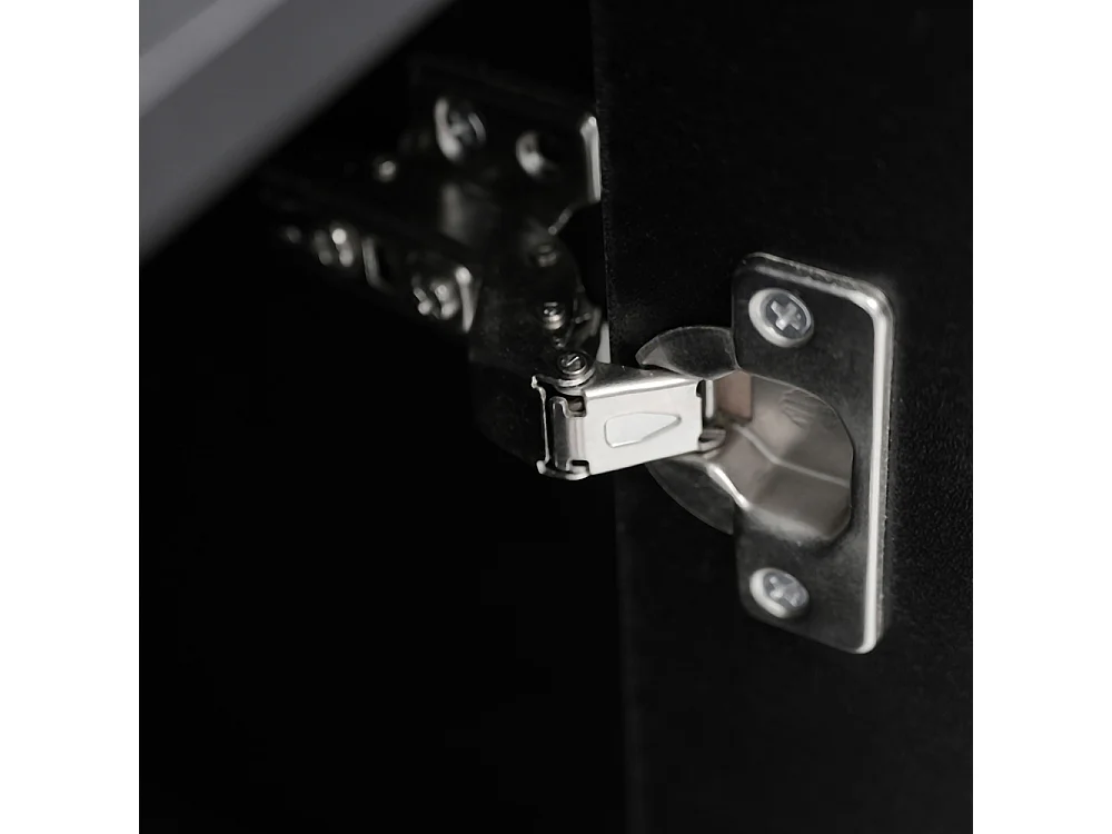 Meuble à chaussures noir 3 volets 1 tiroir 1 porte étagère étroit